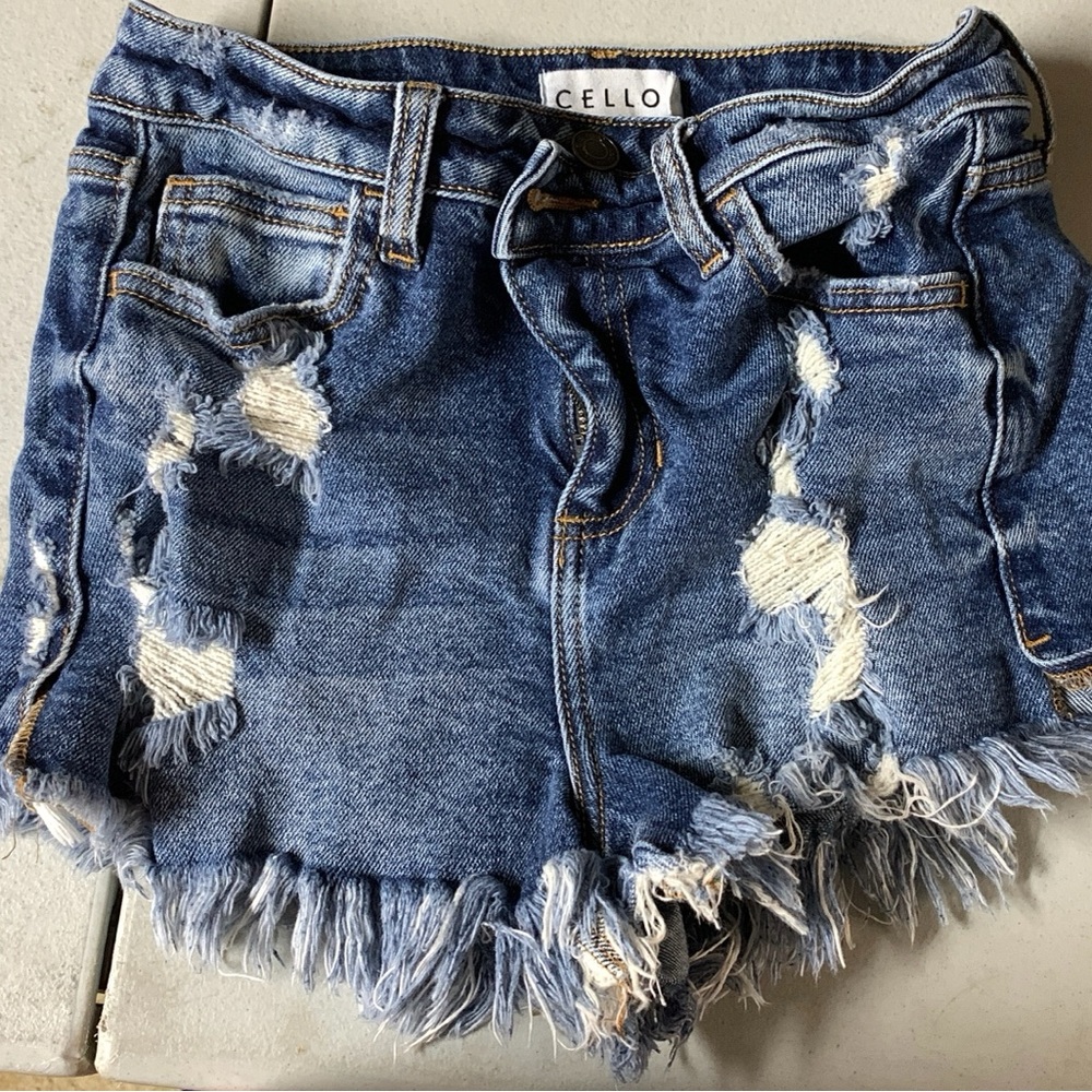 Cello Frayed Blue Jean Shorts